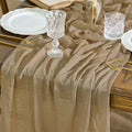 Sm:)e Sand Cheesecloth Table Runner 120 Inch Rustic Gauze Boho Chair Sashes for Bridal Shower Wedding Party Catering Home Decoration Supplies