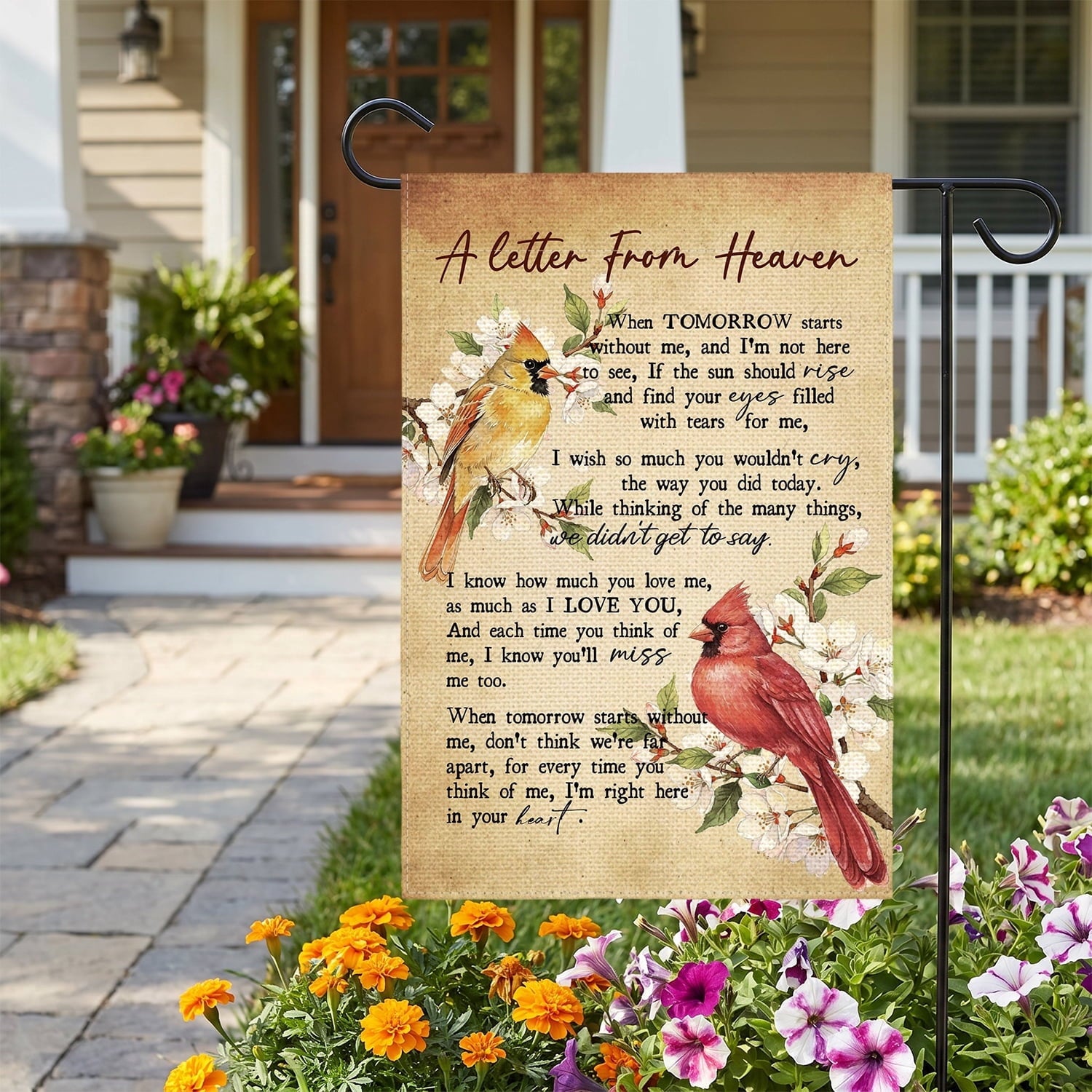 Sm:)e A letter From Heaven Northern Cardinal Garden Flag 12 x 18 Inch, Double-Sided Printing, Outdoor Welcome Decor for Yards