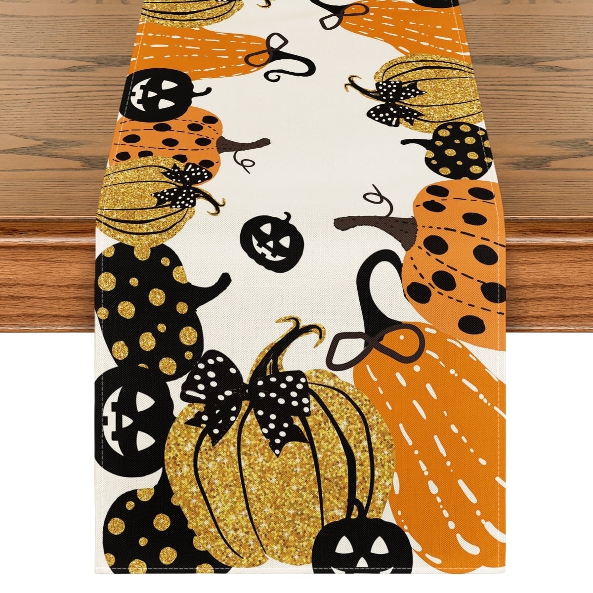 Smile Halloween Jack-O-Lantern Pumpkin Table Runner 13 x 36 Inch