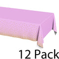 Plastic Table Cloth Disposable 12 Pack, 54 x 108 Inch, Pink, Gold Dot, for Party Picnic Wedding