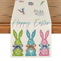 Sm:)e Green Blue Pink Rabbit Bunny Happy Easter Table Runner 13 x 72 Inch