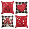 Sm:)e LOVE Hearts Buffalo Check Plaid Valentines Day Throw Pillow Cover Set of 4, 16x16 Inch