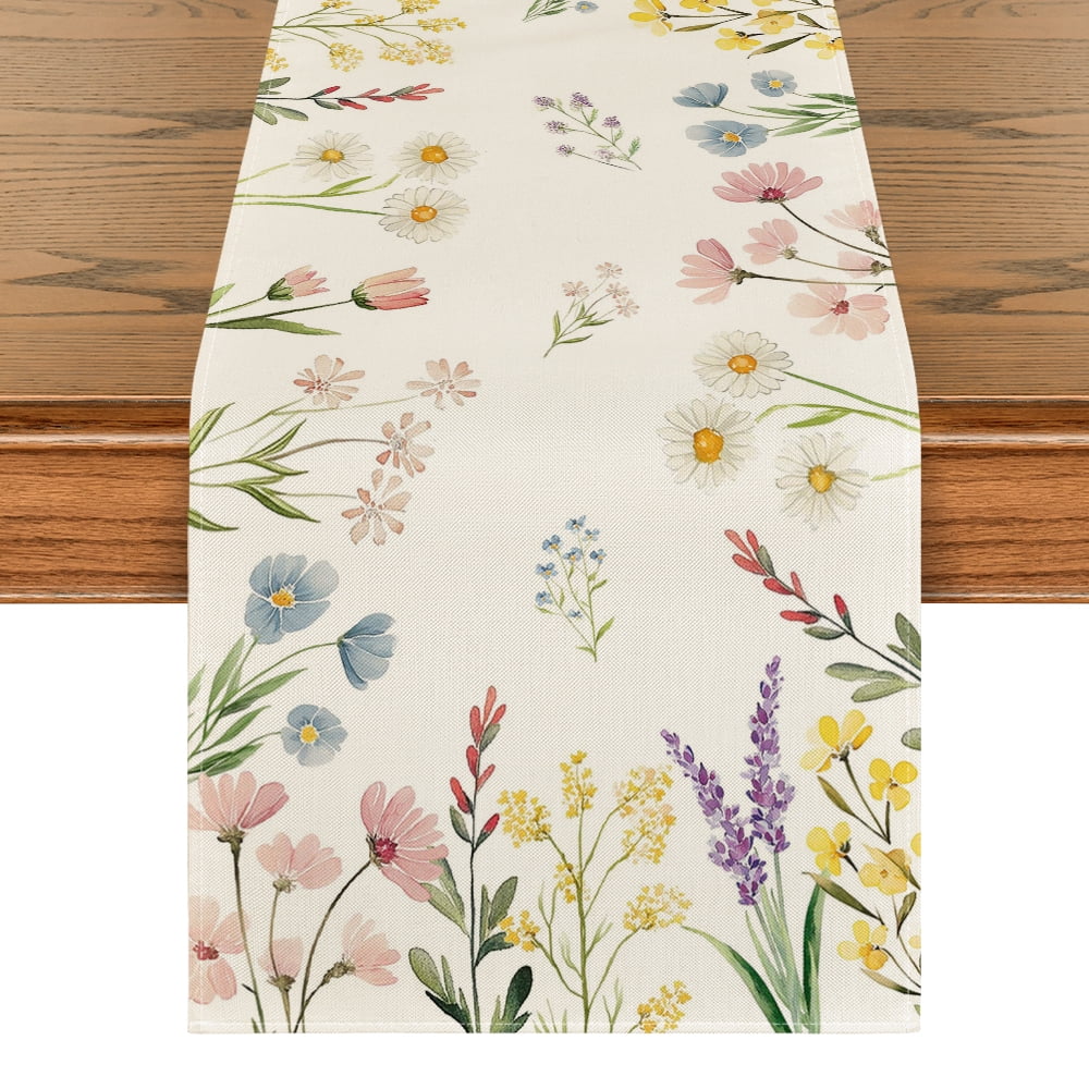 Sm:)e 13 x 36 inch Flowers Floral Spring Table Runners for Summer