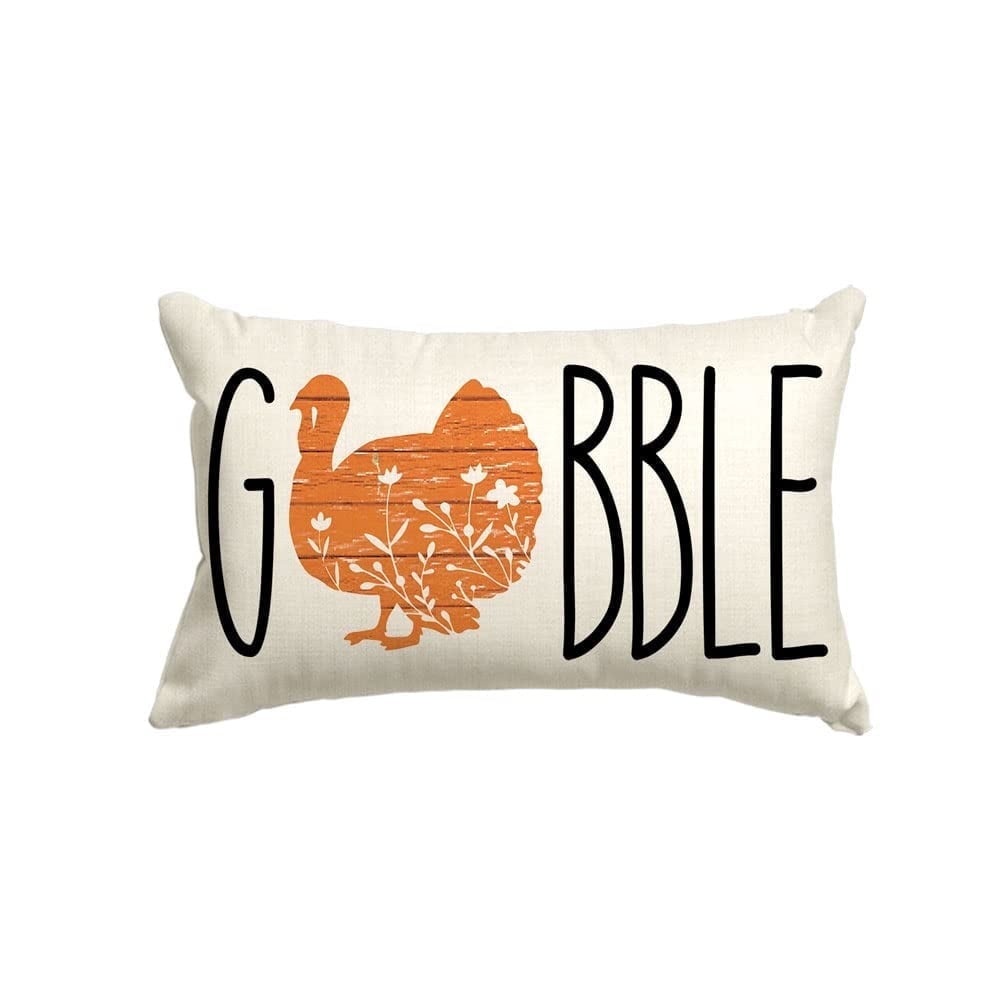 Sm:)e Gobble Thanksgiving Turkey Throw Pillow Cover 12 x 20 Inch