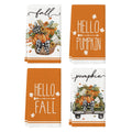 Sm:)e Hello Fall Pumpkin Truck Fall Dish Towels Set of 4, 18x26 Inch Fall Farmhouse Kitchen Decor Hand Towels