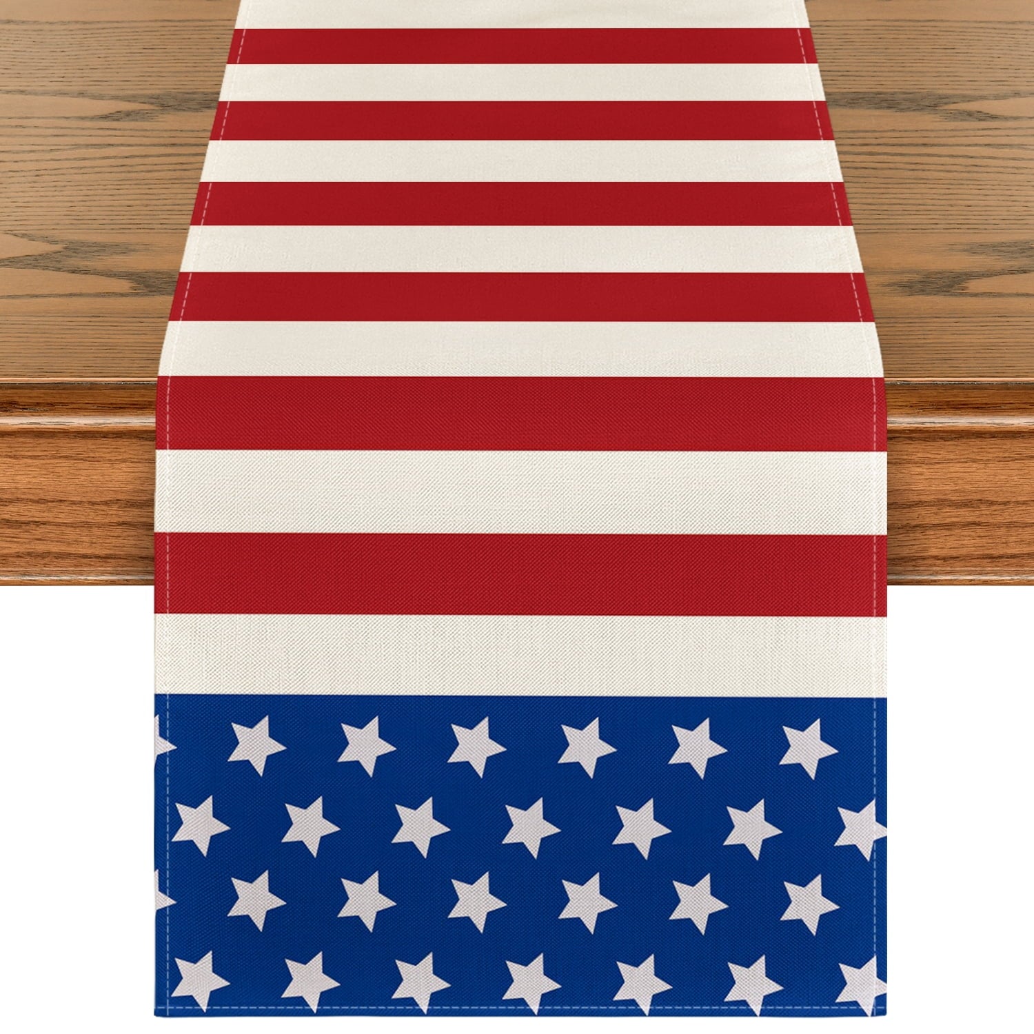 Sm:)e American Flag Stars Stripes Table Runner for Home Party Decorations Seasonal Summer Washable Kitchen Dining 4th of July Memorial Day Veterans Day Patriotic Table Decor 13x72 Inch