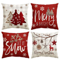Sm:)e Snowflake Tree Red Christmas Pillow Cover 18x18 Inch Set of 4