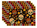 Sm:)e Skull Day of The Dead Print Halloween Placemats 12x18 Inch Set of 4, Kitchen & Dining Table Decor, Spooky Party Decoration