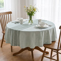 Sm:)e Chenille Fabric Yarn-Dyed Tablecloth 60 Inch Round, Light Green, Wrinkle Free