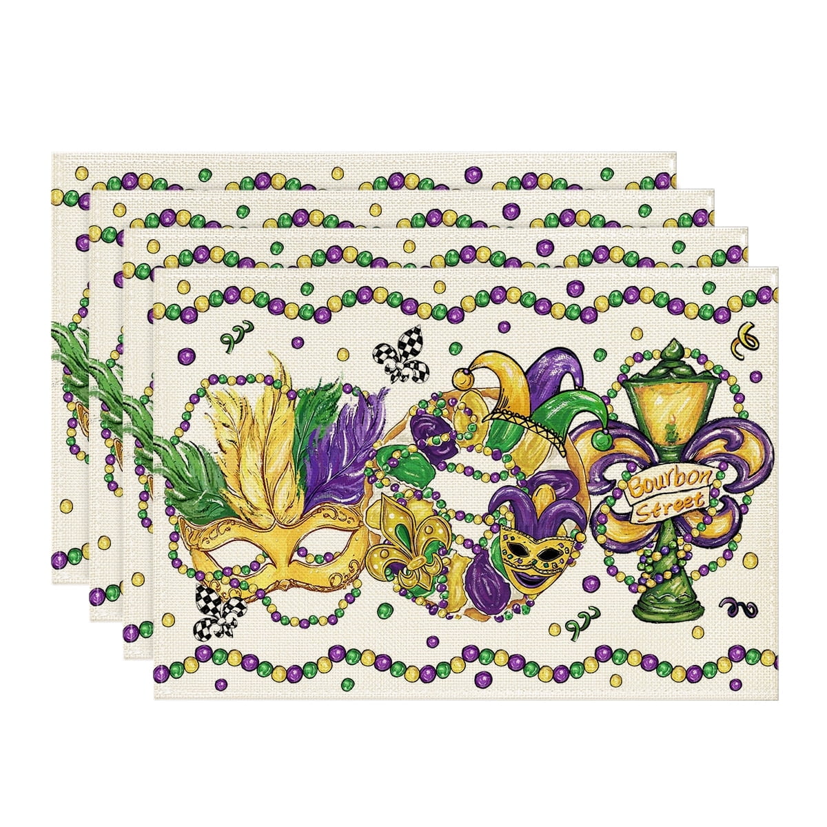 Sm:)e Irises Mask Carnival Mardi Gras Placemats Set of 4, 12x18 Inch