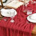 Sm:)e Red Cheesecloth Table Runner 120 Inch Rustic Gauze Boho Chair Sashes for Bridal Shower Wedding Party Catering Home Decoration Supplies