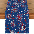 Sm:)e Firework 4th of July Table Runner 13x72 Inch, Durable and Easy Cleaning Perfect for Independence Day Celebration and Family Gathering,Blue