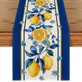 Sm:)e Lemon Summer Table Runner,Summer Holiday Tasty Fruit Healthy Fruit Vintage Watercolor Rustic Botanic Table Cover,12 x 18 Inch