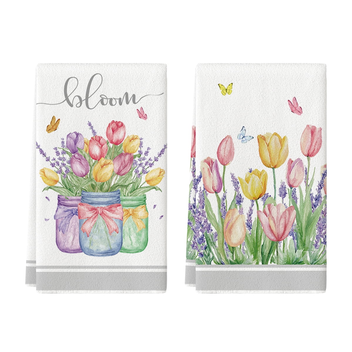 Sm:)e Bloom Sping Tulips Kitchen Towels Set of 2, 18x26 Inch