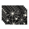 Sm:)e Spider Web Halloween Placemats Set of 4, 12x18 Inch Holiday Table Mats for Indoor Outdoor Party Dining Decoration