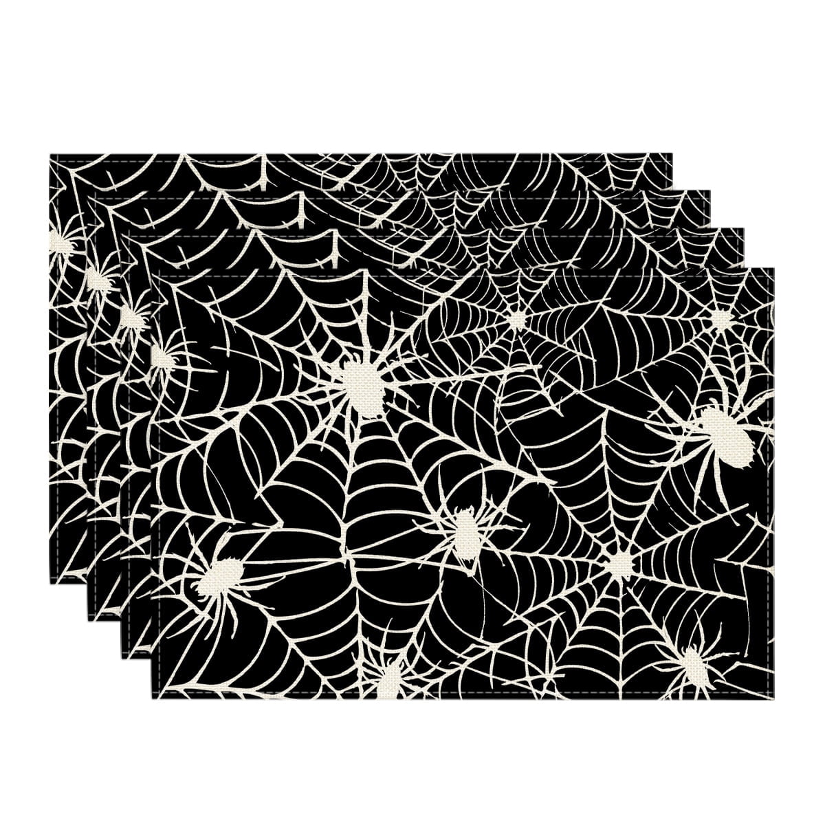 Sm:)e Spider Web Halloween Placemats Set of 4, 12x18 Inch Holiday Table Mats for Indoor Outdoor Party Dining Decoration