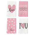 Sm:)e Valentine's Day Kitchen Dish Towels, 18x26 Inch, Set of 4, Pink Heart I Love U