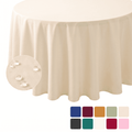 Sm:)e Beige Farmhouse Style Waterproof Tablecloth 60 Inch, Yarn-Dyed Woven Table Cover for Dining Decor, Round