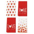 Sm:)e Valentine's Day Kitchen Dish Towels, 18x26 Inch, Set of 4, Red Hearts Home Love