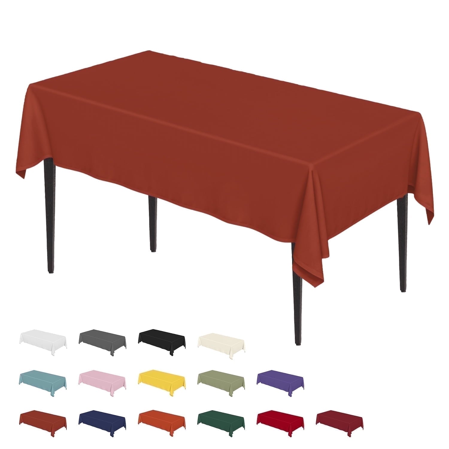Sm:)e Stain and Wrinkle Resistant Fitable Hunter Rust Table Cloth Rectangle 60x84 Inch, Reusable and Washable Polyester Fabric Table Covers for Party, Wedding and Banquet Decoration 4ft Table