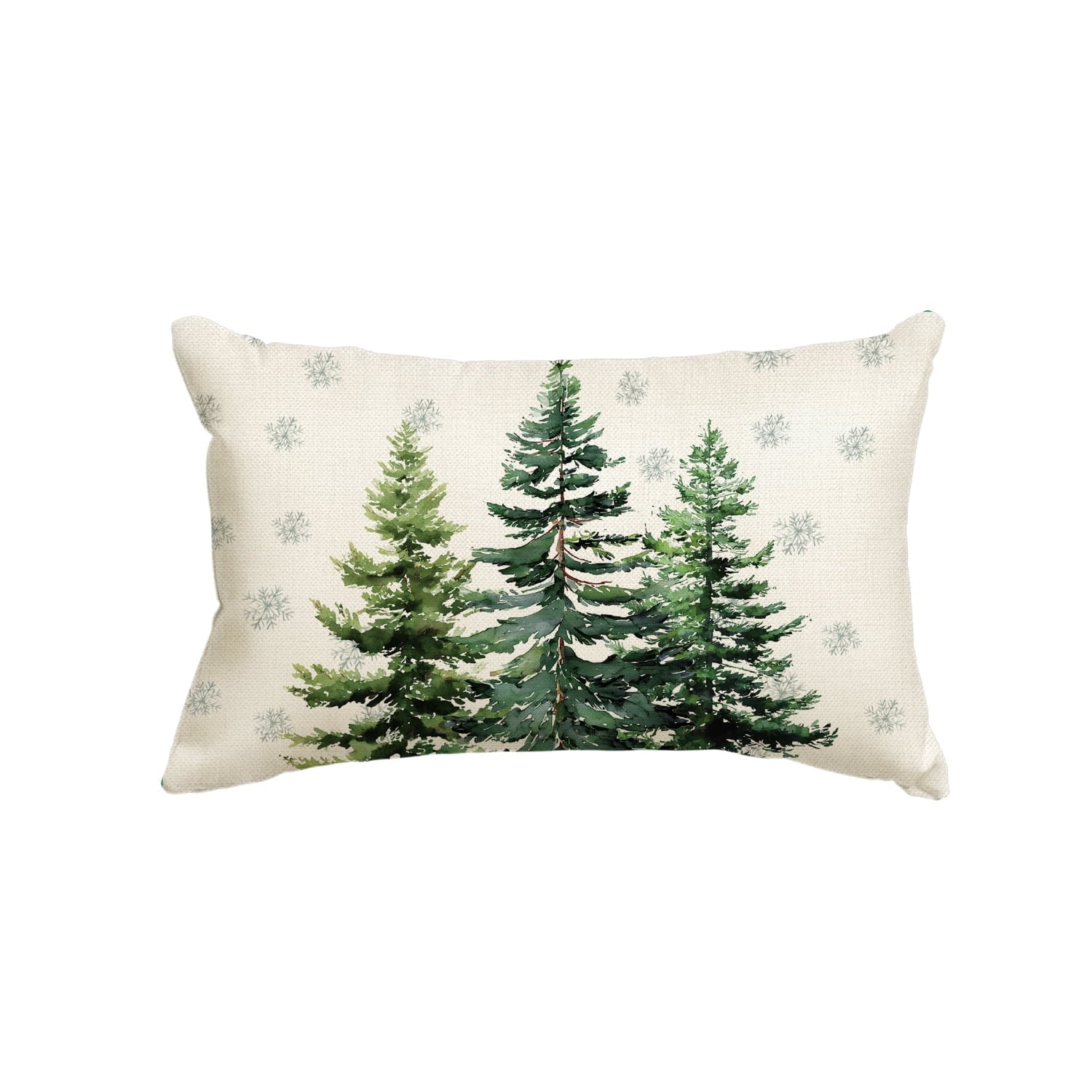 Sm:)e Christmas Trees Snowflake Throw Pillow Cover, 12 x 20 Inch Winter Holiday Cushion Case Decoration for Sofa Couch