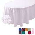 Sm:)e White Farmhouse Style Waterproof Tablecloth 60x84 Inch, Yarn-Dyed Woven Table Cover for Dining Decor, Oval