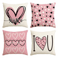 Sm:)e I Love U XOXO Hearts Pink Valentine Throw Pillow Covers Set of 4, 18 x 18 Inch Love Cushion Case Decoration for Sofa Couch