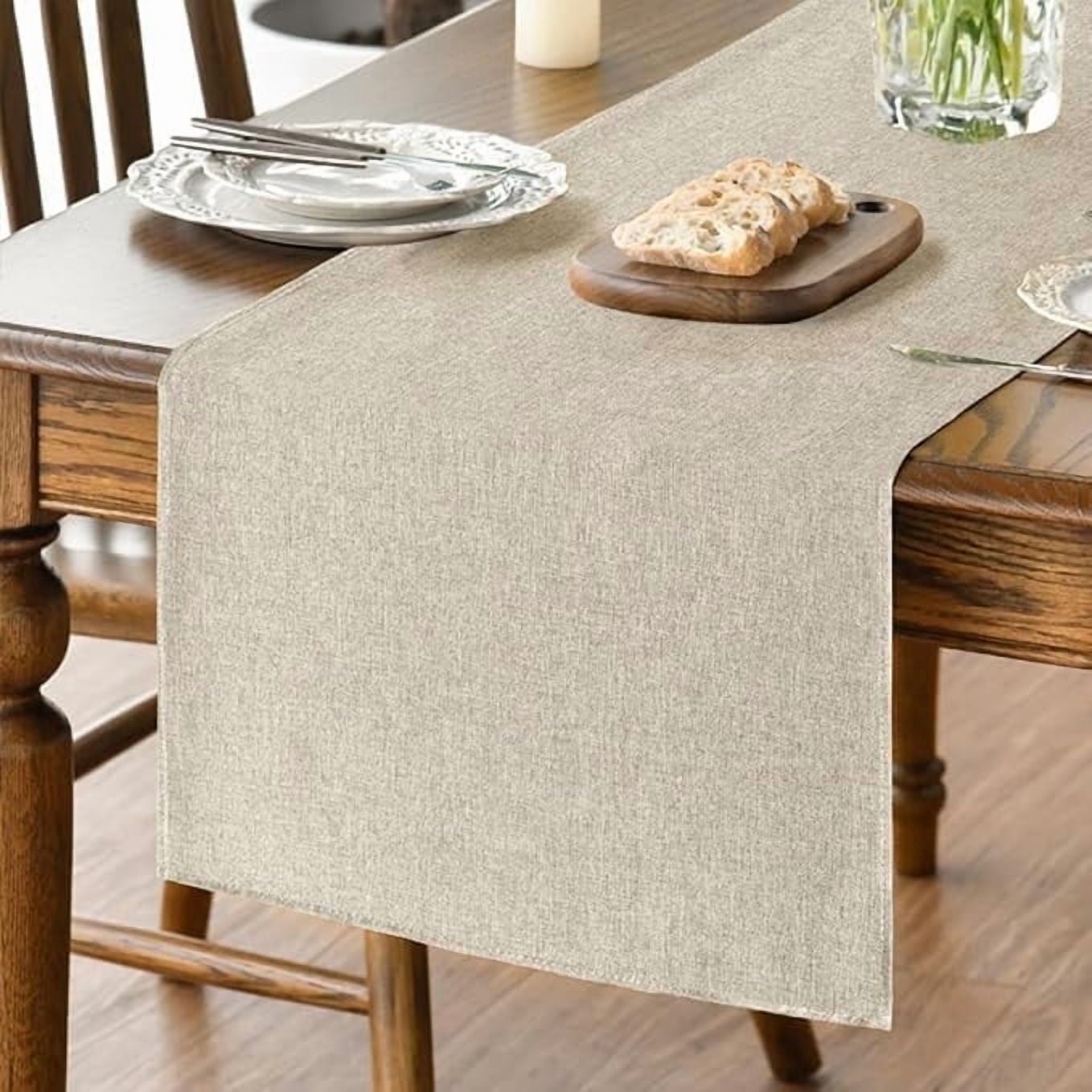 Sm:)e Light Brown Table Runner 13x90 Inch, Seasonal Washable Kitchen Dining Table Decoration for Home Party
