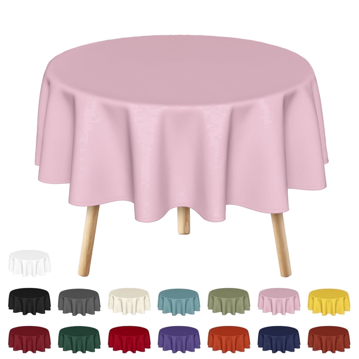 Sm:)e Stain and Wrinkle Resistant Fitable Pink Table Cloth 70 Inch Round, Reusable and Washable Polyester Fabric Table Covers for Party, Wedding and Banquet Decoration 6ft Table