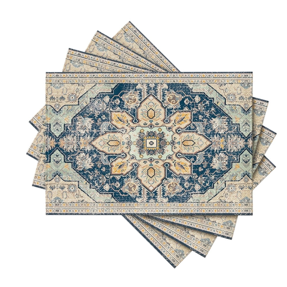 Sm:)e Boho Bohemia Style Sliver Placemats Set of 4, 12x18 Inch Country Rustic Farmhouse Magical Fall Table Mats for Party Kitchen Dining Decoration