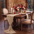 Sm:)e Boho Champagne Gauze Cheesecloth Table Runner 35x120 Inch, Multi-Purpose Decor for Kitchen Dining Wedding Holiday Party