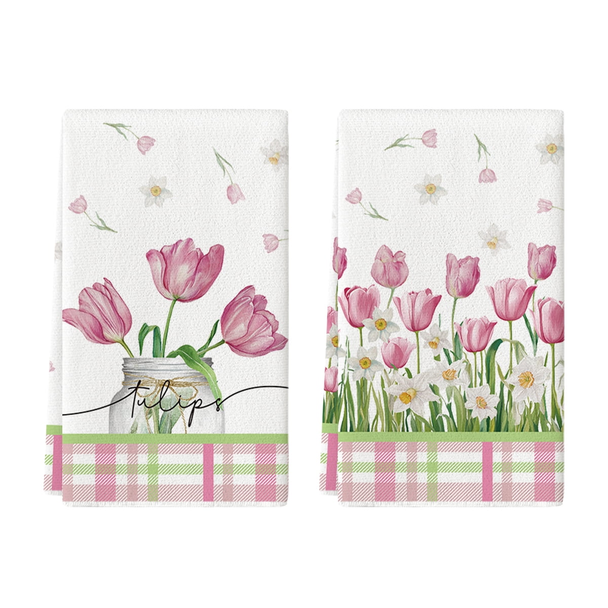 Sm:)e Sping Tulips Kitchen Towels Set of 2, 18x26 Inch