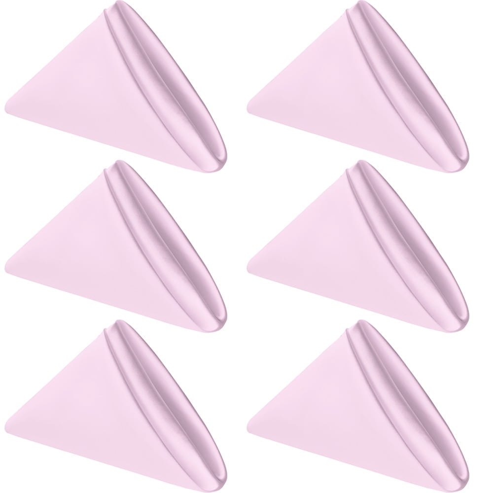 Sm:)e 17x17 inch 6 Pack Satin Napkins for Dinner Lunch Wedding Party, Silky Smooth Washable, Polyester, Pink, Square