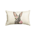 Sm:)e Bunny Tulip Easter Throw Pillow Cover, 12 x 20 Inch Gray Rabbit Cushion Case Decoration for Sofa Couch