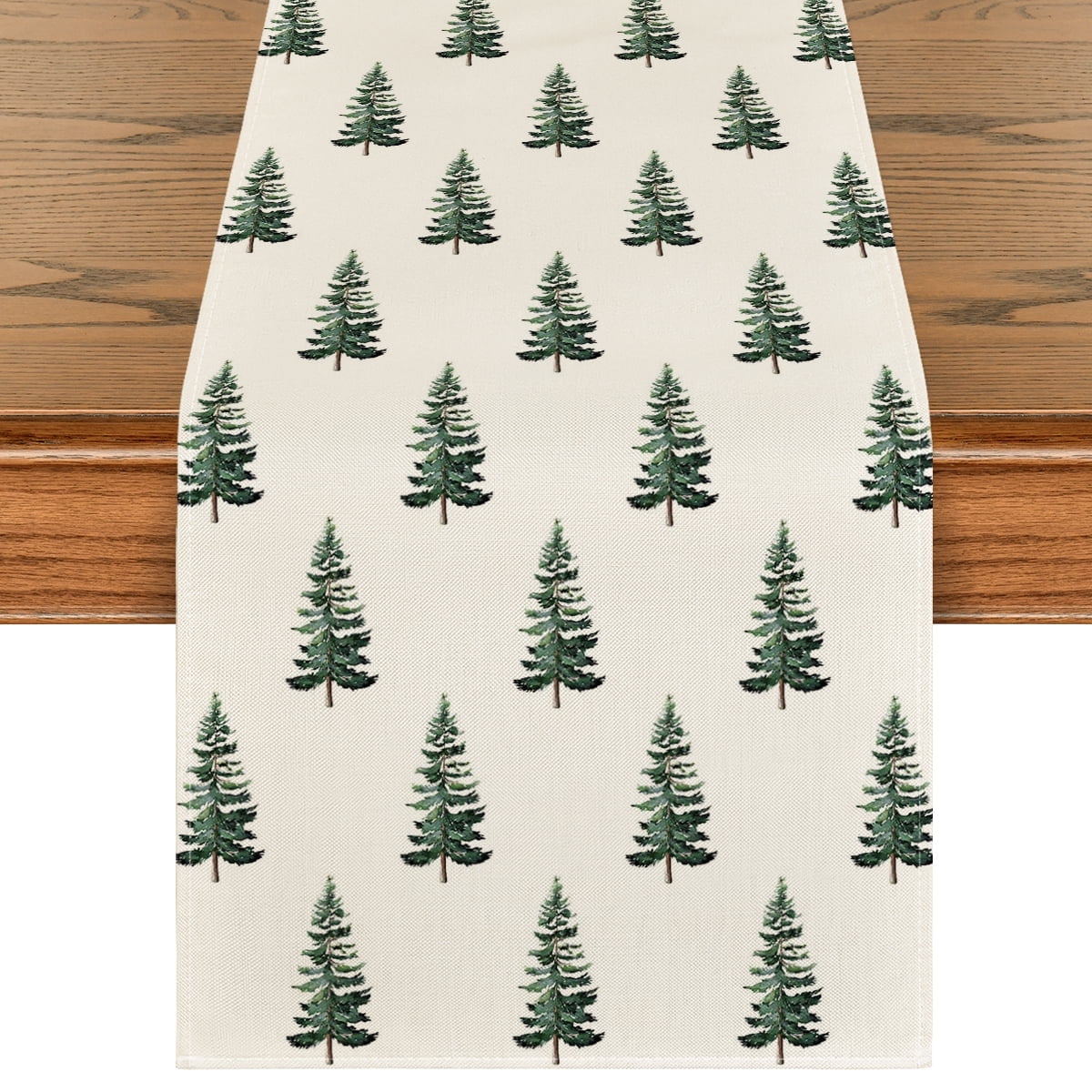 Sm:)e Xmas Tree Christmas Table Runner, Seasonal Winter Kitchen Dining Table Decoration for Home Party Decor 13x108 Inch