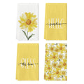 Sm:)e Hello Sunshine Daisy Sping Flowers Kitchen Towels Set of 4, 18x26 Inch, Yellow