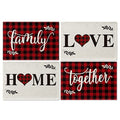 Smile Buffalo Check Plaid Placemats 12 x 18 Inch Set of 4, Black and Red