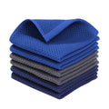 Sm:)e 100% Cotton Waffle Dishcloth, Blue and Grey, 6 Pack Soft Absorbent Quick Dry Kitchen Cleaning Towels 12x12 Inch