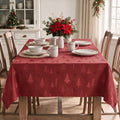 Sm:)e Pine Tree Snowflake Yarn Dyed Jacquard Woven Christmas Tablecloth 60x84 Inch, for Dining Decor, Rectangle, Red