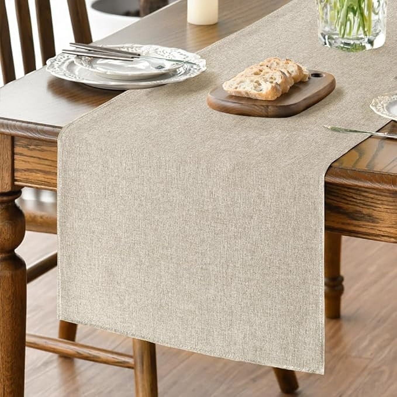 Sm:)e Light Brown Table Runner 13x36 Inch, Seasonal Washable Kitchen Dining Table Decoration for Home Party