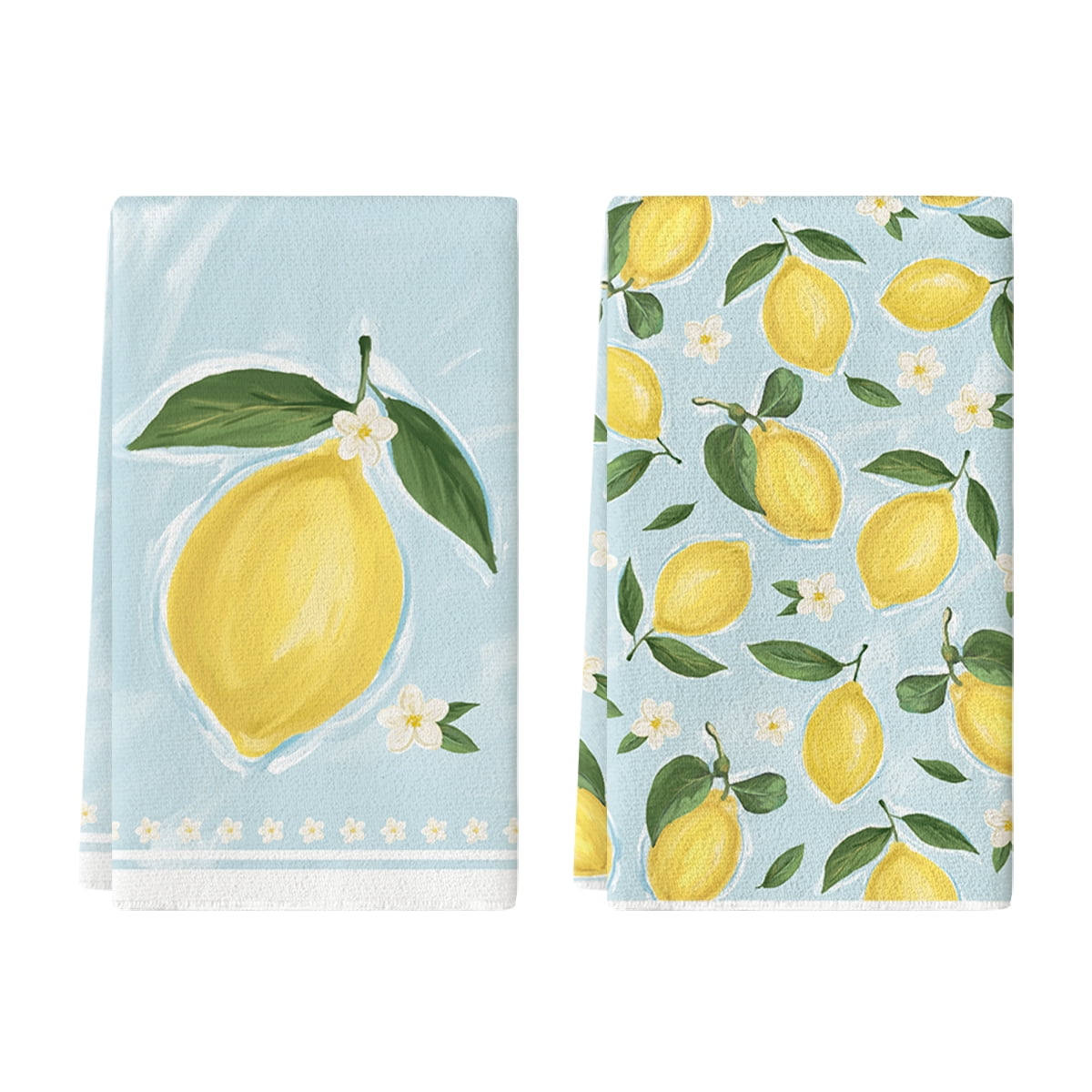 Sm:)e Lemon Flower Summer Kitchen Towels Dish Towels, 18x26 Inch Seasonal Summer Decoration Hand Towels Set of 2