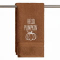 Sm:)e 1 Pc Caramel Pumpkin Embroidered Fall Hand Towel, 100% Cotton Absorbent Farm Kitchen Towel, 18 x 26 Inch