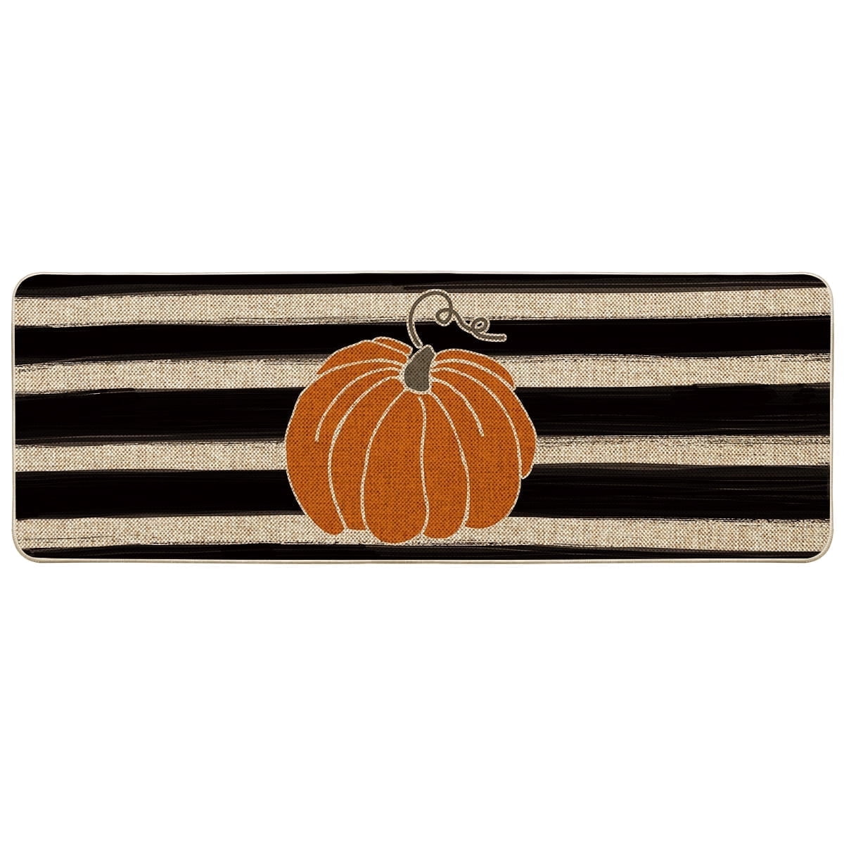 Sm:)e Stripe Pumpkins Fall Doormat, Autumn Home Decor Low-Profile Entrance Switch Rug Door Mat for Indoor Outdoor 17x47 Inch