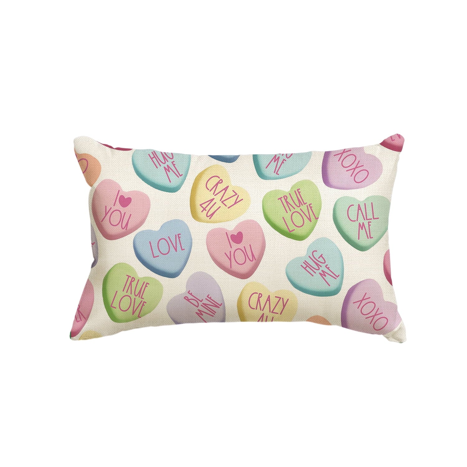 Sm:)e Love Heart XOXO Crazy for You Valentines Day Throw Pillow Cover 12 x 20 Inch, Polyester