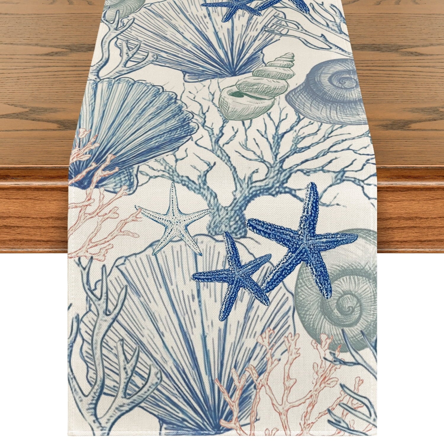Sm:)e Summer Table Runner 13x72 Inch Blue Summer Beach Nautical Table Runners Modern Kitchen Dining Table Decorations Table Dresser for Home Holiday