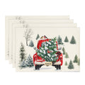 Smile Watercolor Red Christmas Placemats Set of 4, 12x18 Inch Seasonal Winter Xmas Holiday Table Mats