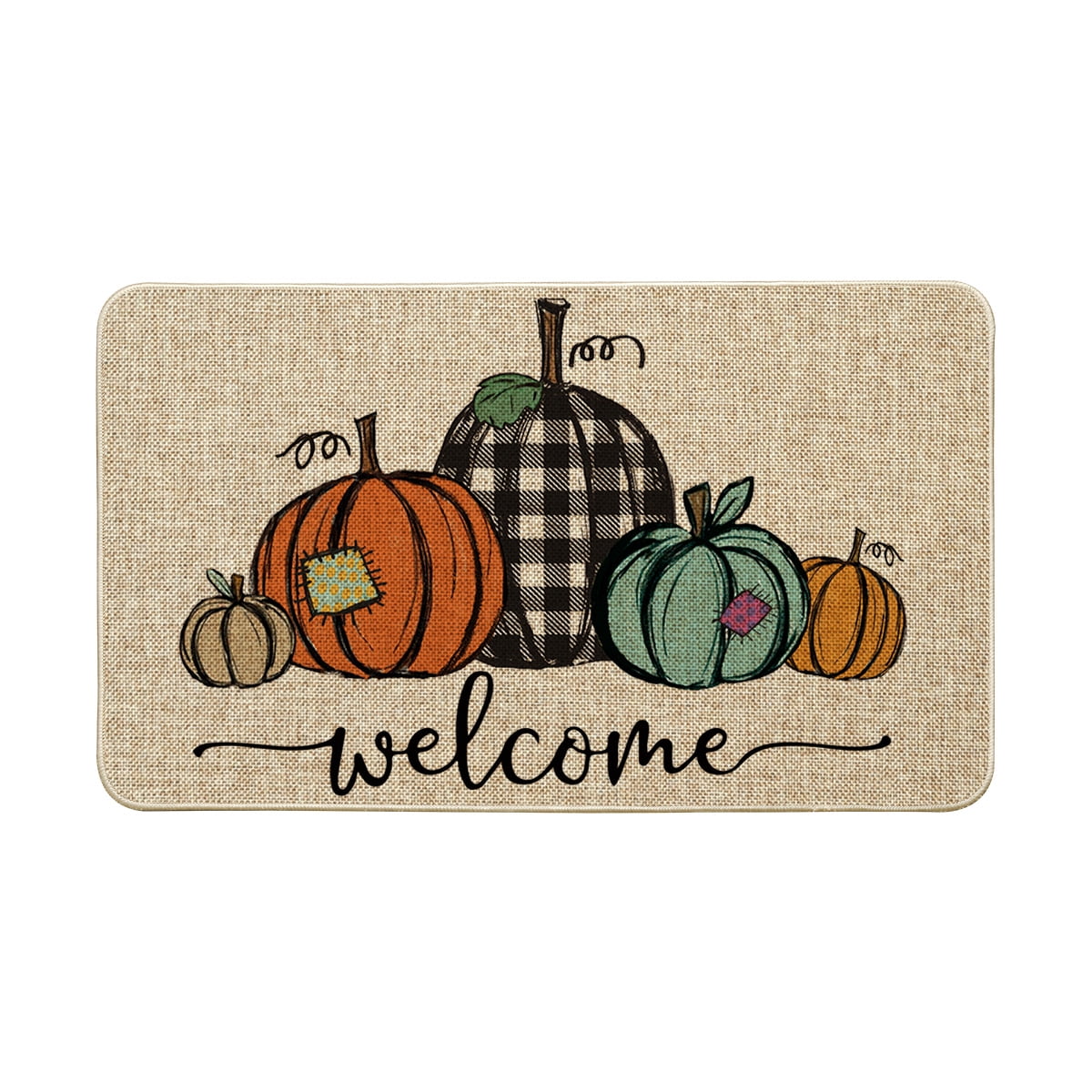 Sm:)e Pumpkins Fall Thanksgiving Doormat 17 x 29 Inch Low-Profile Switch Welcome Floor Mat for Indoor Outdoor