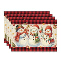 Sm:)e Red Plaid Vintage Snowman Christmas Placemats 12 x 18 Inch, Set of 4, Red Winter Table Decor Supplies for Kitchen Dining & Holiday Party