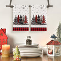 Sm:)e Christmas Tree Kitchen Towels, 18x26 inch, Red Black Buffalo Plaid (Set of 2)