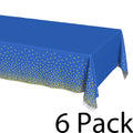 Plastic Table Cloth Disposable 6 Pack, 54 x 108 Inch, Dark Blue, Gold Dot, for Party Picnic Wedding